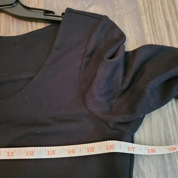 Talbots Women's Shift Dress Size 6 Black Rayon 3/4 Sleeves Back Zipper Stretch - Picture 6 of 8